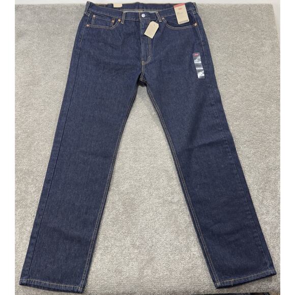 NWT Levis 505 Regular Fit Jeans 40x34 Dark Rinse Straight Leg Denim Blue Mens - Picture 1 of 10